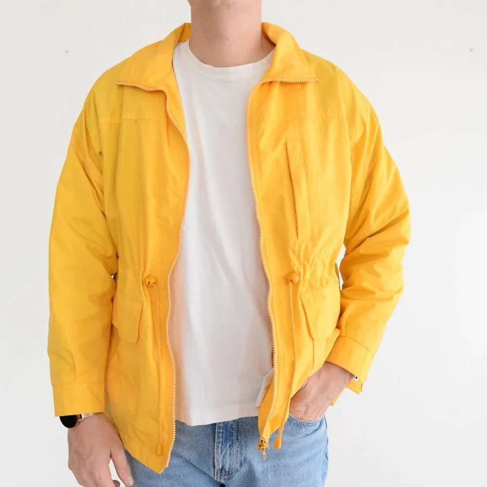 Vintage R&R Yellow  Full Zip Utility/Rain Coat Jacket Size Medium